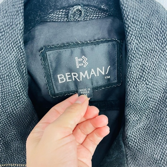 Vintage Bermans Black Fringe Leather Bomber Jacket - Picture 4 of 11